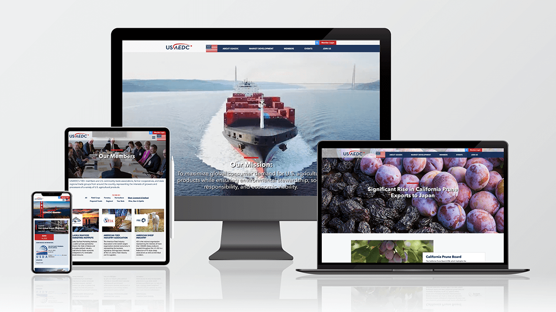 Trade organization - usaedc website homepage on multiple devices